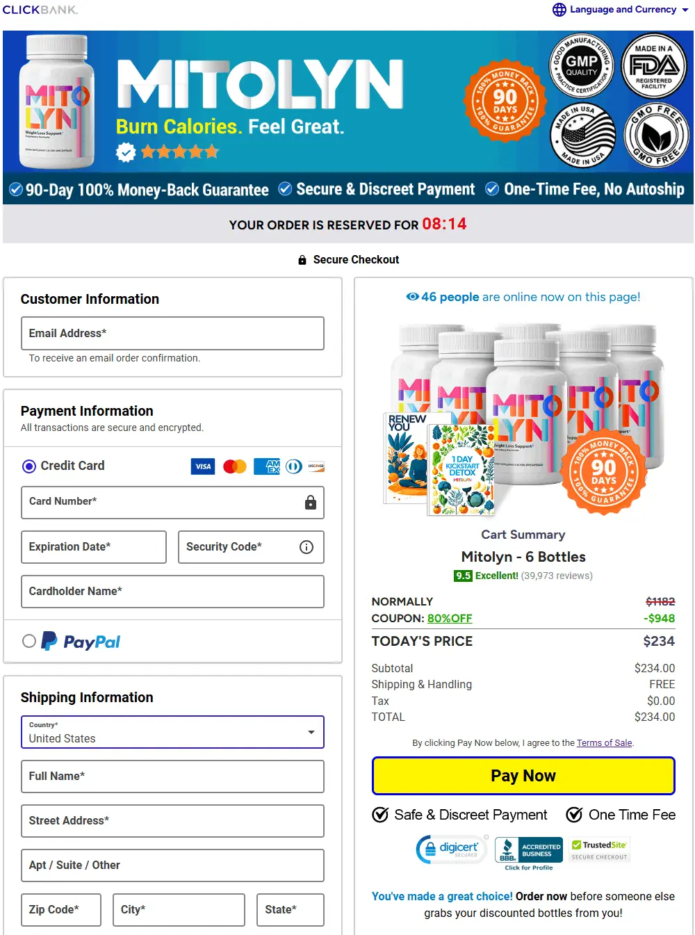 mitolyn Checkout page